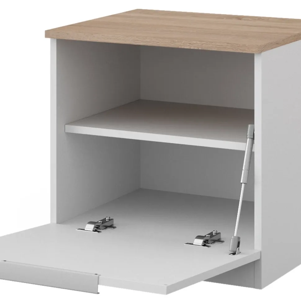 Vicco Nachttisch Betti, Nachtkommode, Weiß/Sonoma, 50 x 50 cm mit 1 Türen