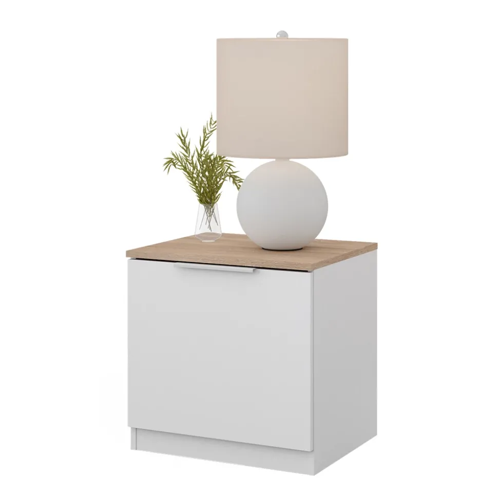 Vicco Nachttisch Betti, Nachtkommode, Weiß/Sonoma, 50 x 50 cm mit 1 Türen