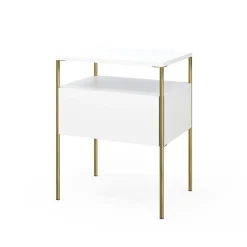 Vicco Nachttisch Mira, Nachtkommode, Weiß/Gold, 40 x 50 cm