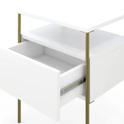 Vicco Nachttisch Mira, Nachtkommode, Weiß/Gold, 40 x 50 cm