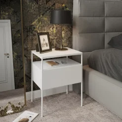 Vicco Nachttisch Mira, Nachtkommode, Weiß, 40 x 50 cm