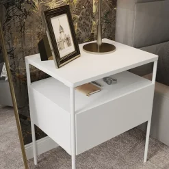 Vicco Nachttisch Mira, Nachtkommode, Weiß, 40 x 50 cm