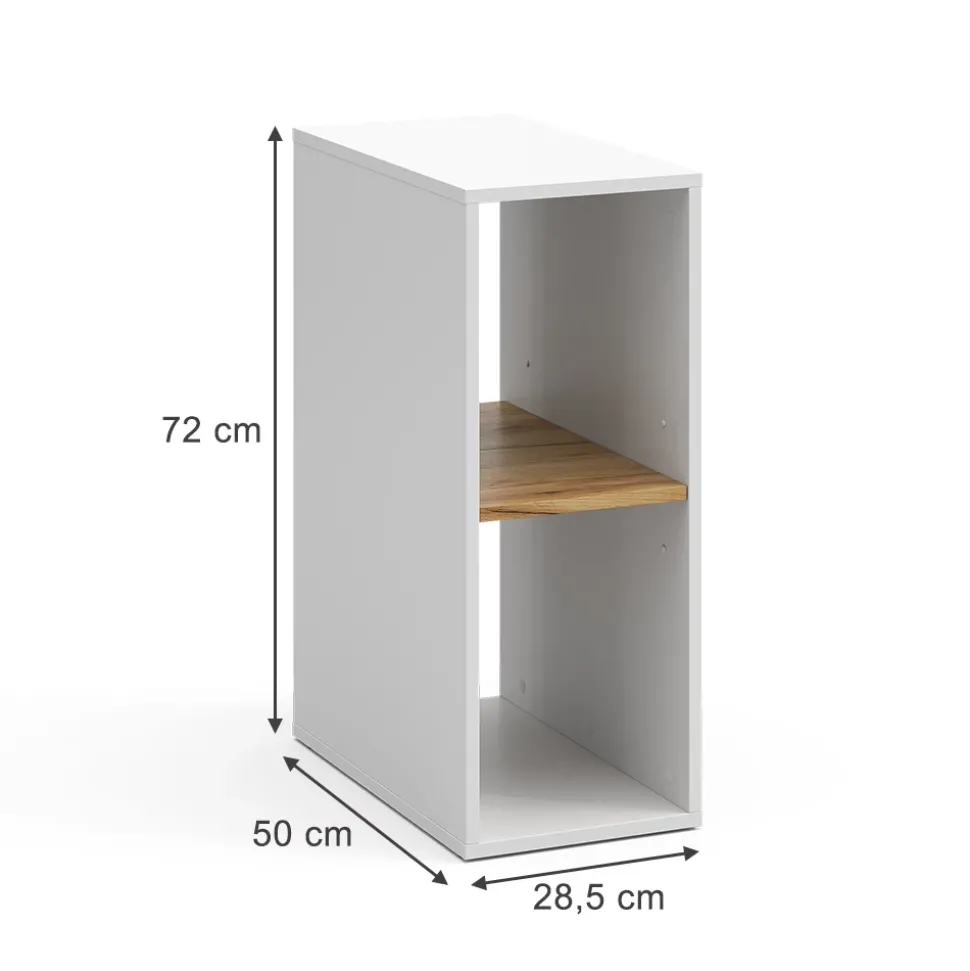 Vicco PC-Schrank "Tomy", Weiß/Goldkraft Eiche, 28.5 x 50 cm mit 2 offenen Fächern