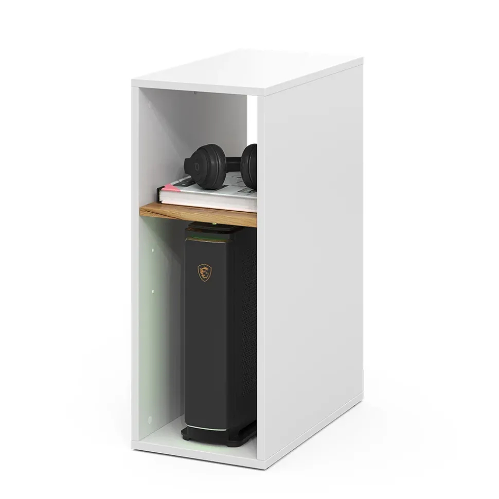 Vicco PC-Schrank "Tomy", Weiß/Goldkraft Eiche, 28.5 x 50 cm mit 2 offenen Fächern