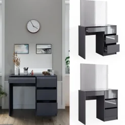 Vicco Schminktisch Anthrazit Sherry 90x75x40 cm - Kosmetiktisch, 4 Schubladen für unterschiedliche Aufbewahrungsbedürfnisse