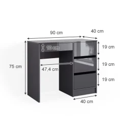 Vicco Schminktisch Anthrazit Sherry 90x75x40 cm - Frisiertisch, 4 Schubladen für unterschiedliche Aufbewahrungsbedürfnisse