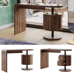 Vicco Schminktisch Eiche rustikal Lara 120x76x50 cm - Der Bürotisch mit Stauraum, Große Tischfläche für Make-up, Schmuck und Styling-Utensilien