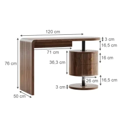 Vicco Schminktisch Eiche rustikal Lara 120x76x50 cm - Der Bürotisch mit Stauraum, Große Tischfläche für Make-up, Schmuck und Styling-Utensilien