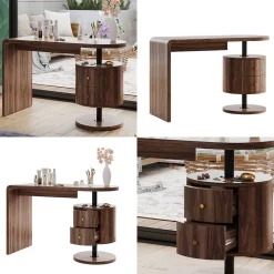 Vicco Schminktisch Eiche rustikal Lara 120x76x50 cm - Der Bürotisch mit Stauraum, Große Tischfläche für Make-up, Schmuck und Styling-Utensilien