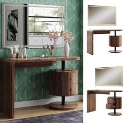 Vicco Schminktisch Eiche rustikal Lara 120x76x50 cm - Der Kosmetiktisch, Große Tischfläche für Make-up, Schmuck und Styling-Utensilien