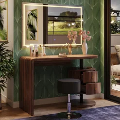 Vicco Schminktisch Eiche rustikal Lara 120x76x50 cm - Der Frisiertisch, Große Tischfläche für Make-up, Schmuck und Styling-Utensilien