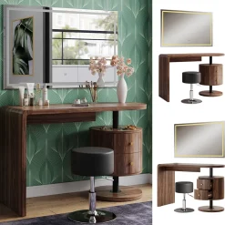 Vicco Schminktisch Eiche rustikal Lara 120x76x50 cm - Der Frisiertisch, Große Tischfläche für Make-up, Schmuck und Styling-Utensilien