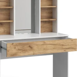 Vicco Schminktisch Goldkraft Eiche/Weiß Alexa 93x147x40 cm - Kosmetiktisch, Schafft sofort ein aufgeräumtes Beauty-Setup