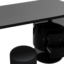 Vicco Schminktisch Schwarz Hochglanz Lara 120x76x50 cm - Frisiertisch, Große Tischfläche für Make-up, Schmuck und Styling-Utensilien