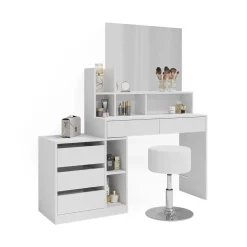 Vicco Schminktisch Weiß Anja 139.8x115x40 cm - Frisiertisch, Schubladen für Ordnung im Chaos