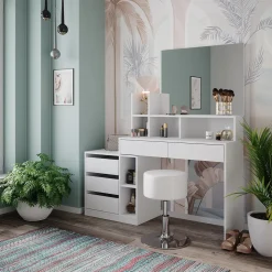 Vicco Schminktisch Weiß Anja 139.8x115x40 cm - Frisiertisch, Schubladen für Ordnung im Chaos