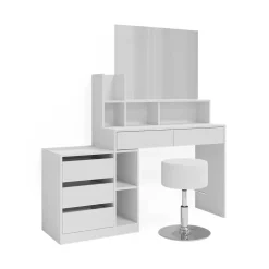Vicco Schminktisch Weiß Anja 139.8x115x40 cm - Frisiertisch, Schubladen für Ordnung im Chaos
