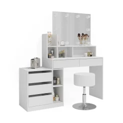 Vicco Schminktisch Weiß Anja 139.8x115x40 cm - Frisiertisch, Schubladen für Ordnung im Chaos