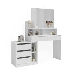 Vicco Schminktisch Weiß Anja 139.8x115x40 cm - Kosmetiktisch, Schubladen für Ordnung im Chaos