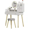 Vicco Schminktisch Weiß Edda 100x130x40 cm - Frisiertisch, Perfekte Lösung für kleine Räume – maximale Nutzung von Stauraum