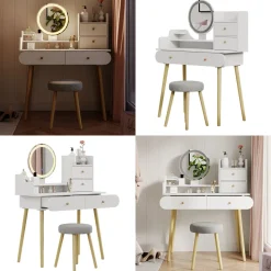 Vicco Schminktisch Weiß Edda 100x130x40 cm - Frisiertisch, Perfekte Lösung für kleine Räume – maximale Nutzung von Stauraum