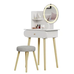 Vicco Schminktisch Weiß Edda 60x127x40 cm - Frisiertisch, Perfekte Lösung für kleine Räume – maximale Nutzung von Stauraum