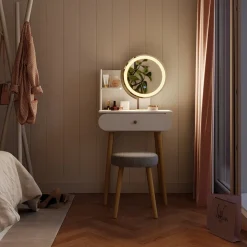 Vicco Schminktisch Weiß Edda 60x127x40 cm - Frisiertisch, Perfekte Lösung für kleine Räume – maximale Nutzung von Stauraum