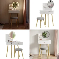 Vicco Schminktisch Weiß Edda 60x127x40 cm - Frisiertisch, Perfekte Lösung für kleine Räume – maximale Nutzung von Stauraum