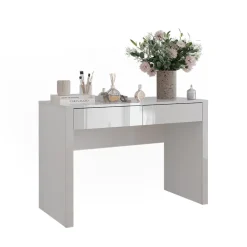 Vicco Schminktisch Weiß Hochglanz/Weiß Annabelle 110x75.5x50 cm - Frisiertisch, Hält täglich genutzte Produkte immer griffbereit