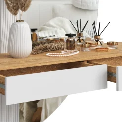 Vicco Schminktisch Weiß Melisa 120x161.1x40 cm - Frisiertisch, Flexible Höhe möglich, perfekt auf individuelle Bedürfnisse einstellbar