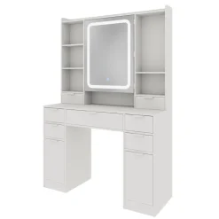 Vicco Schminktisch Weiß Solea 105x156x40 cm - Frisiertisch, Separate Bereiche für Pinsel, Paletten & Schmuck