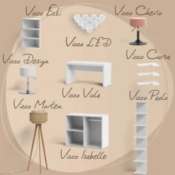 Vicco Schminktisch Weiß Solea 105x156x40 cm - Frisiertisch, Separate Bereiche für Pinsel, Paletten & Schmuck