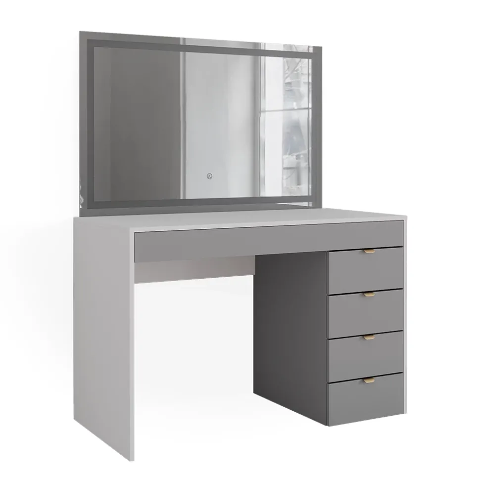 Vicco Schminktisch Weiß/Grau/Grau Elise 115x76x55 cm - Frisiertisch, Schubladensystem für Ordnung im Alltag