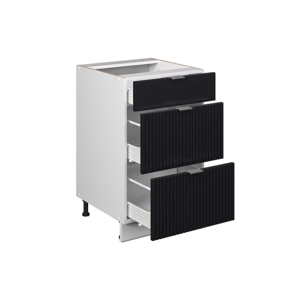 Vicco Schubladenunterschrank "Fame-Line", Schwarz gestreift, 50 cm ohne Arbeitsplatte