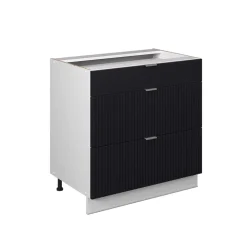 Vicco Schubladenunterschrank "Fame-Line", Schwarz gestreift, 80 cm mit 3 Schubladen, ohne Arbeitsplatte