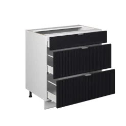 Vicco Schubladenunterschrank "Fame-Line", Schwarz gestreift, 80 cm mit 3 Schubladen, ohne Arbeitsplatte