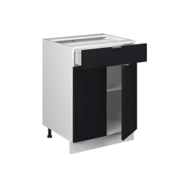 Vicco Schubunterschrank "Fame-Line", Schwarz gestreift, 60 cm mit Schublade, ohne Arbeitsplatte