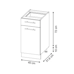 Vicco Schubunterschrank Fame-Line, Schubladenschrank für die Küche, Schwarz gestreift, 40 cm, AP Marmor