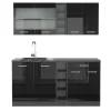 Vicco Singleküche "R-Line", Schwarz Hochglanz/Anthrazit, 160 cm ohne Arbeitsplatte