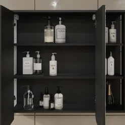 Vicco Spiegelschrank Anthrazit/Weiß Karen 80x75x20 cm - Badezimmerschrank mit Spiegel, Übersichtliche Organisation dank cleverer Fächeraufteilung