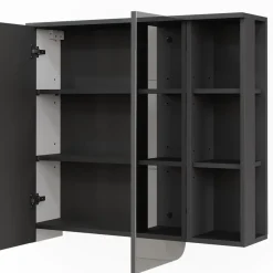 Vicco Spiegelschrank Anthrazit/Weiß Karen 80x75x20 cm - Badezimmerschrank mit Spiegel, Übersichtliche Organisation dank cleverer Fächeraufteilung