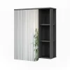 Vicco Spiegelschrank Anthrazit/Weiß Karen 60x75x20 cm - Badezimmerschrank mit Spiegel, Übersichtliche Organisation dank cleverer Fächeraufteilung