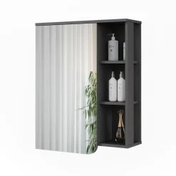 Vicco Spiegelschrank Anthrazit/Weiß Karen 60x75x20 cm - Badezimmerschrank mit Spiegel, Übersichtliche Organisation dank cleverer Fächeraufteilung