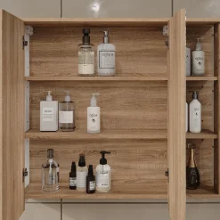 Vicco Spiegelschrank Sonoma/Weiß Karen 80x75x20 cm - Badezimmerschrank mit Spiegel, Übersichtliche Organisation dank cleverer Fächeraufteilung