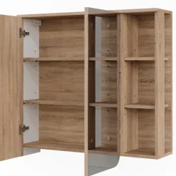 Vicco Spiegelschrank Sonoma/Weiß Karen 80x75x20 cm - Badezimmerschrank mit Spiegel, Übersichtliche Organisation dank cleverer Fächeraufteilung