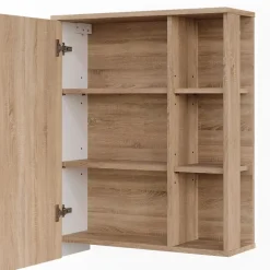 Vicco Spiegelschrank Sonoma/Weiß Karen 60x75x20 cm - Badezimmerschrank mit Spiegel, Übersichtliche Organisation dank cleverer Fächeraufteilung