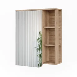 Vicco Spiegelschrank Sonoma/Blau Karen 60x75x20 cm - Badezimmerschrank mit Spiegel, Übersichtliche Organisation dank cleverer Fächeraufteilung