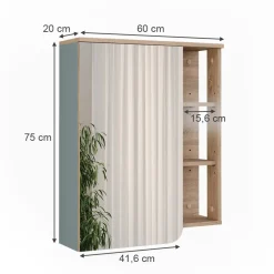 Vicco Spiegelschrank Sonoma/Blau Karen 60x75x20 cm - Badezimmerschrank mit Spiegel, Übersichtliche Organisation dank cleverer Fächeraufteilung