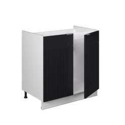 Vicco Spülenunterschrank Fame-Line, Küchenunterschrank für die Spüle, Schwarz gestreift, 80 cm, AP Eiche