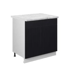 Vicco Spülenunterschrank "Fame-Line", Schwarz gestreift, 80 cm , AP Marmor